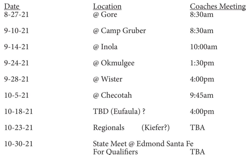 Eufaula Cross Country 2021 Meet Schedule gallery