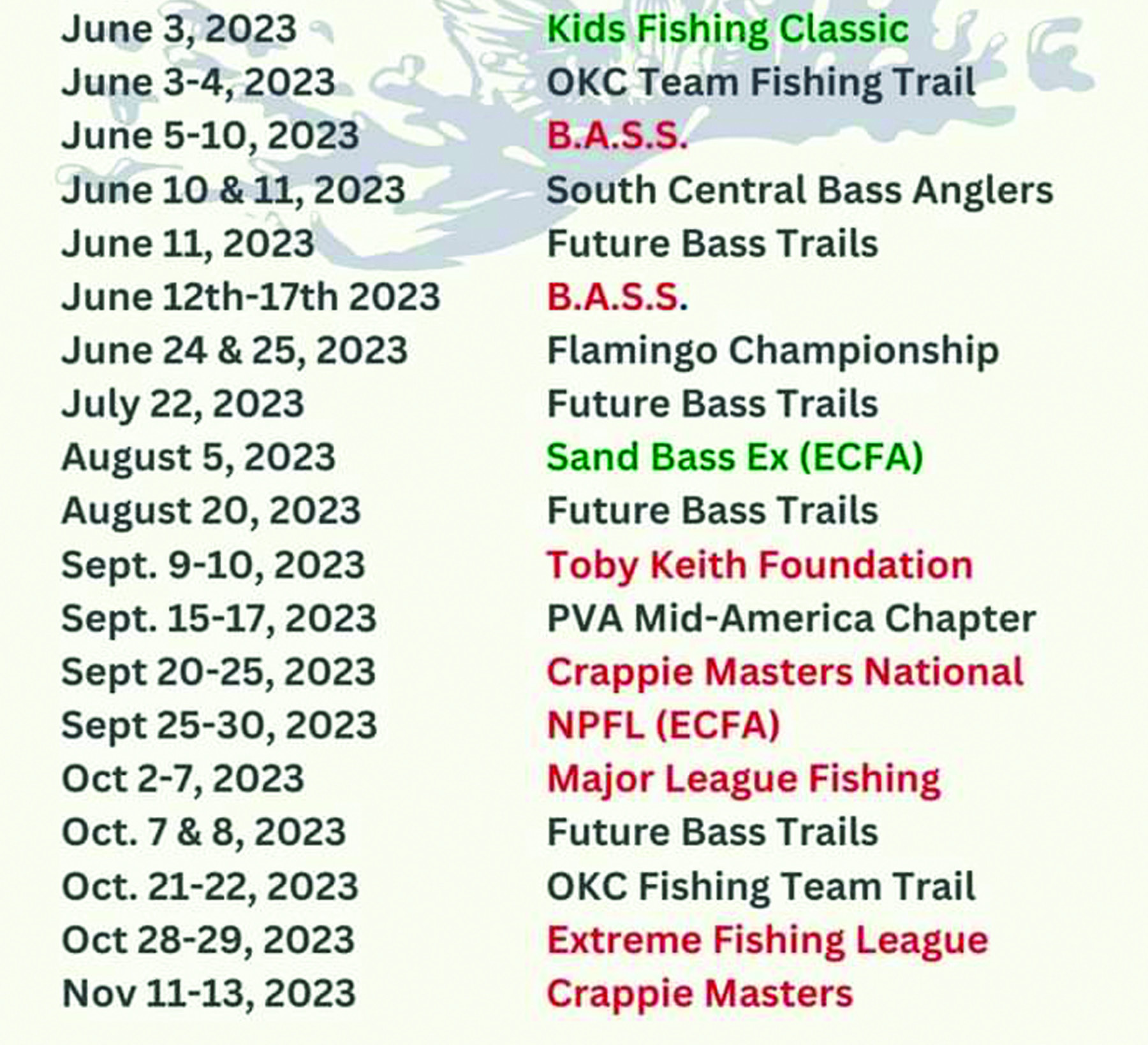 2023 Lake Eufaula Fishing Tournaments Eufala Indian Journal